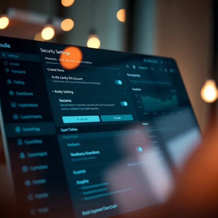 Settings dashboard displaying profile management and security options