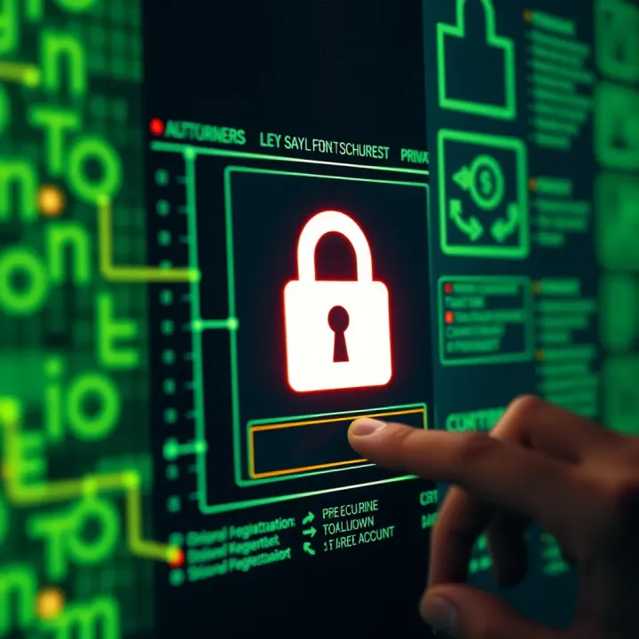 Secure login interface on a digital device emphasizing privacy features