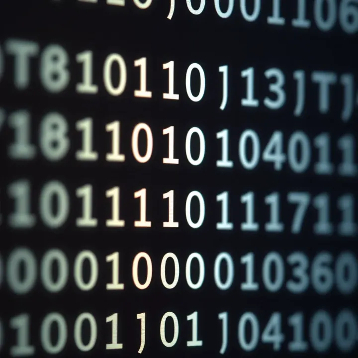 Example conversion of text characters into binary code with clear labeling