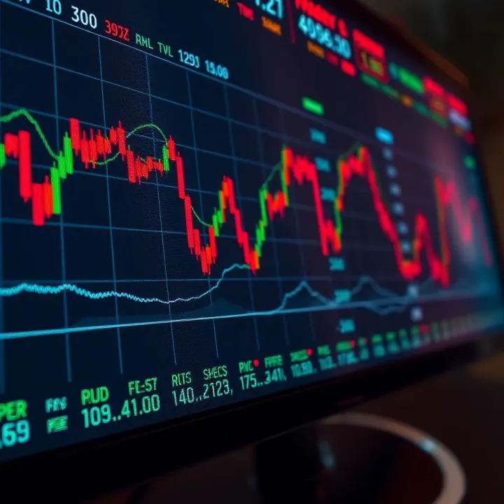 Forex trading chart displaying fluctuating currency exchange rates with a focus on South African rand trends