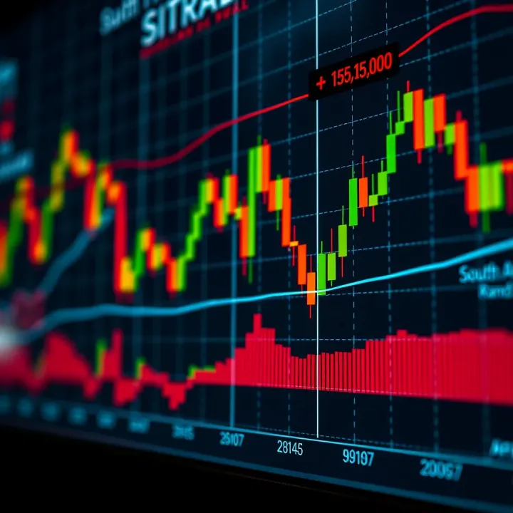 Graph showing forex trading signals with South African rand currency pair trends