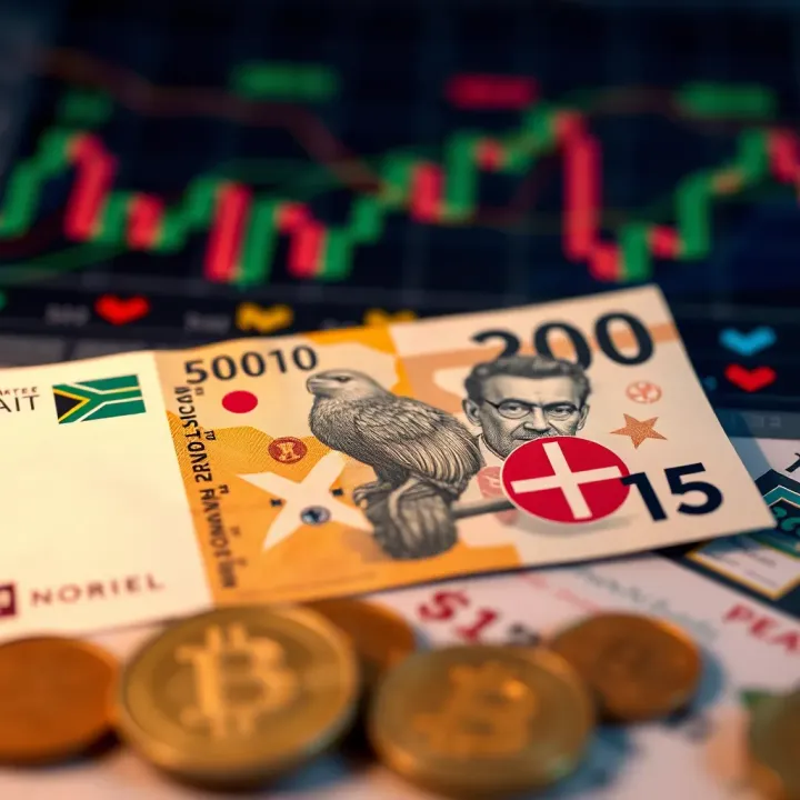 Illustration of South African currency and regulatory symbols highlighting trading considerations