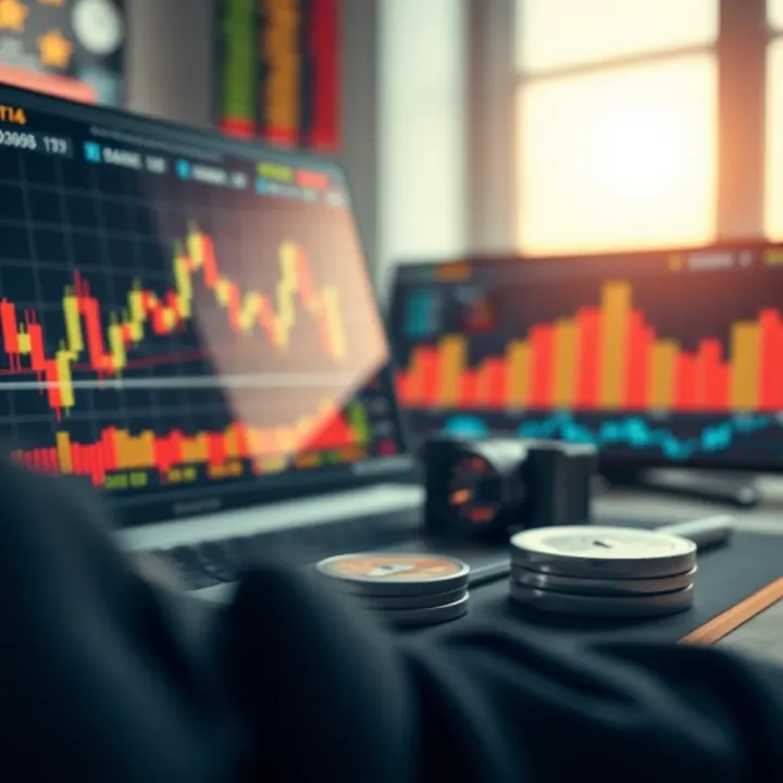 Illustration of risk management tools and market indicators for trading decisions