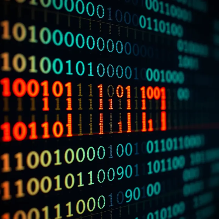 Visual representation of binary digits highlighting the place values for each bit in an 8-bit binary number