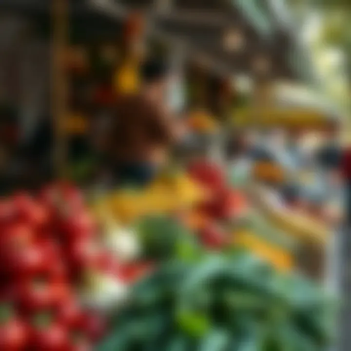 Fresh Fruit and Vegetable Stall at a Park Market Vibrant fresh vegetables and fruits displayed at an outdoor park market stall
