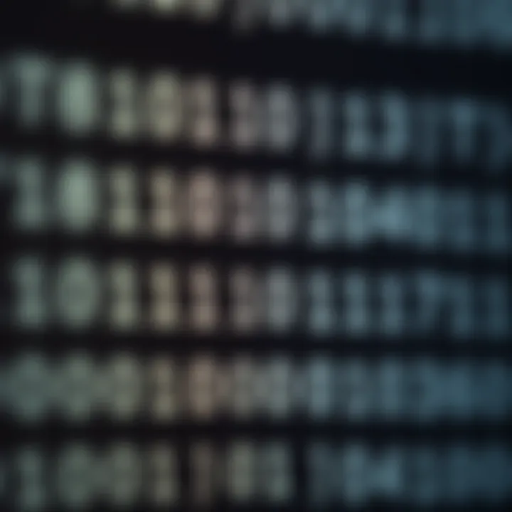 Example conversion of text characters into binary code with clear labeling