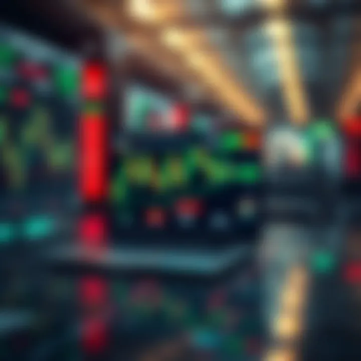 Conceptual illustration of market risks and rewards with digital trading symbols