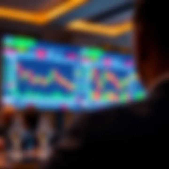 Close-up of a detailed forex market analysis on a digital screen during a seminar