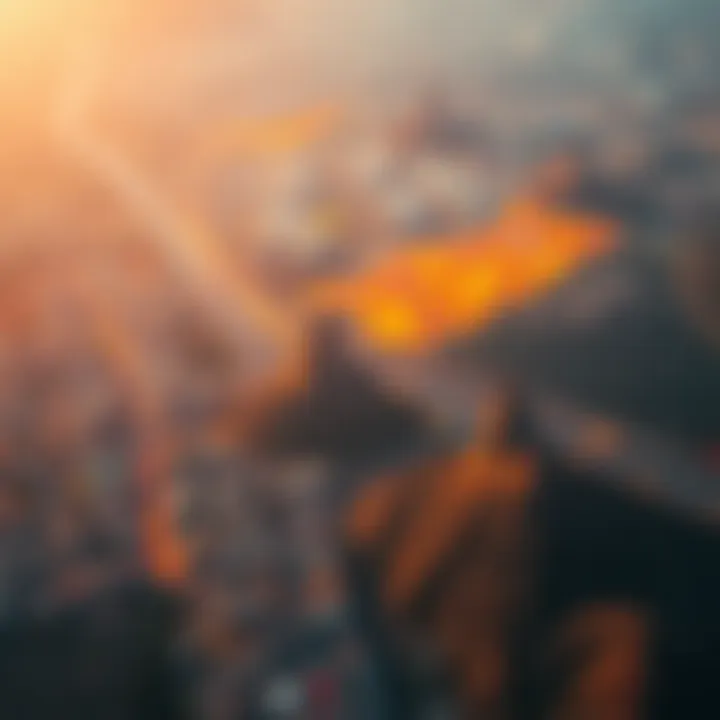 Aerial view of Cape Town with highlighted areas prone to drought, floods, and fire hazards