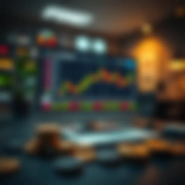 Online Forex Trading Course Modules and Currency Pairs Illustration of online learning environment with course modules and forex currency pairs icons