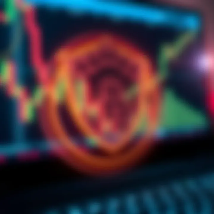 Security shield icon overlaid on a digital background symbolizing protection of forex trading apps