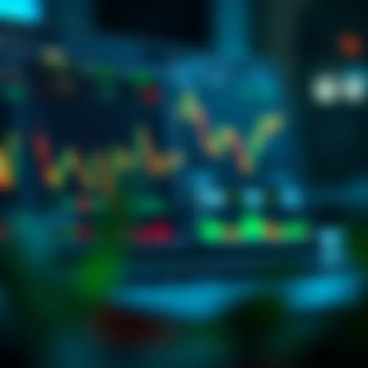 Forex Trading Platform Showing Market Analysis and Financial Charts Illustration of a laptop displaying forex trading charts and financial data