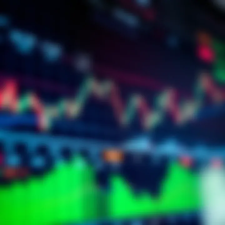 Graph showing currency exchange rate fluctuations on digital screen