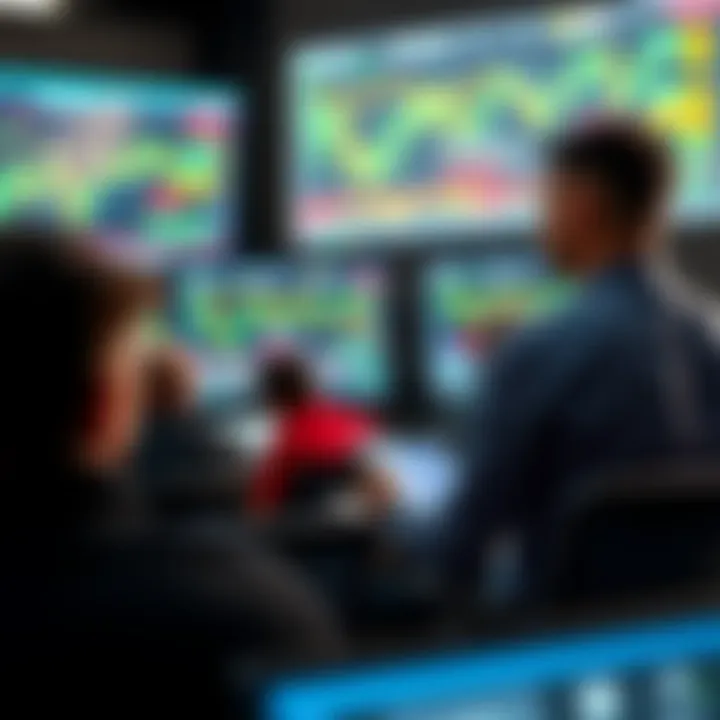 Group of traders attending a forex seminar with charts and graphs displayed on a screen