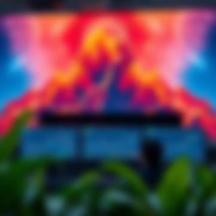 Modern forex trading setup featuring multiple screens with dynamic charts and custom motivational wallpaper