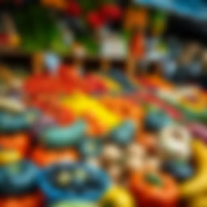 Fresh assortment of colorful fruits and vegetables displayed at a local market stall