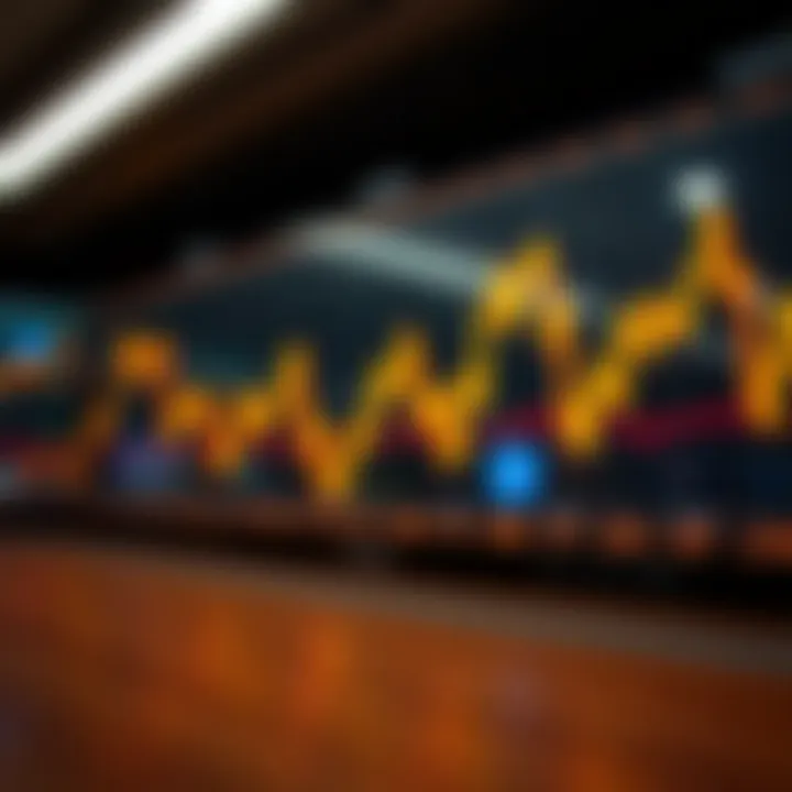 Graph showing currency exchange rates fluctuating over time indicating forex market activity