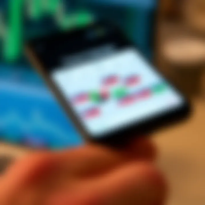 Close-up of a mobile device displaying a forex economic calendar with highlighted upcoming events and market impact indicators