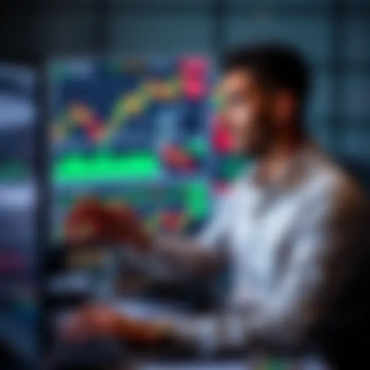 South African trader analyzing binary options charts on a computer screen with local currency symbols