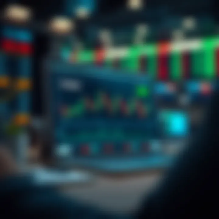 Conceptual graphic showing an online learning platform interface focused on forex trading education with regulatory symbols