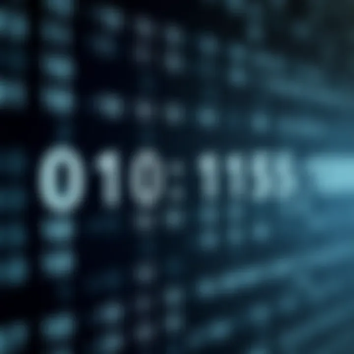 Diagram illustrating the binary numeral system with bits represented as on and off states
