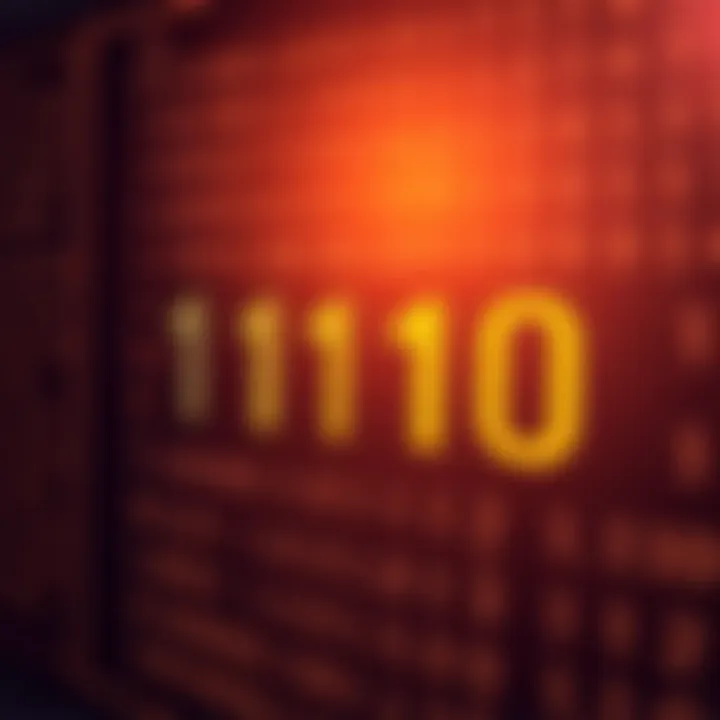 Diagram illustrating how binary digits represent values in the base two numbering system