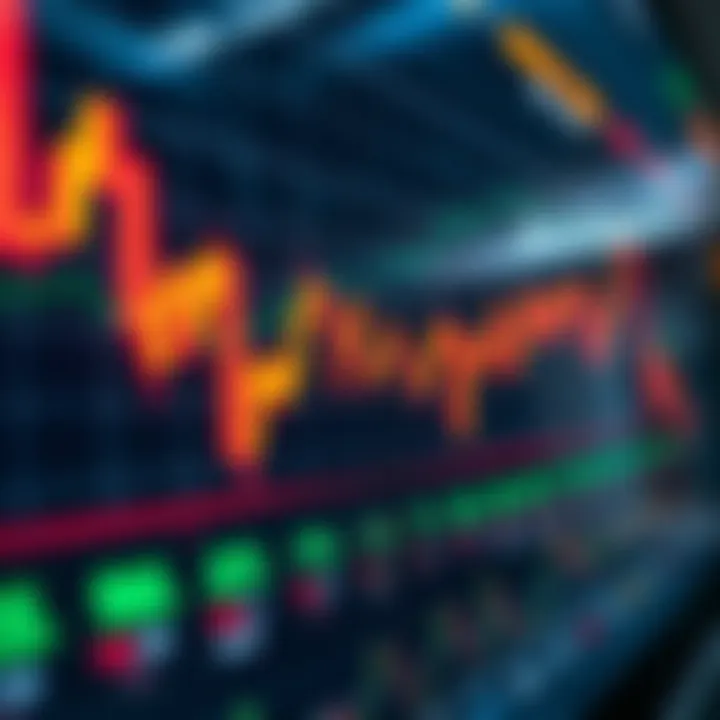 Currency Exchange Rate Fluctuations on Trading Platform Graph displaying fluctuating currency exchange rates on a digital trading platform