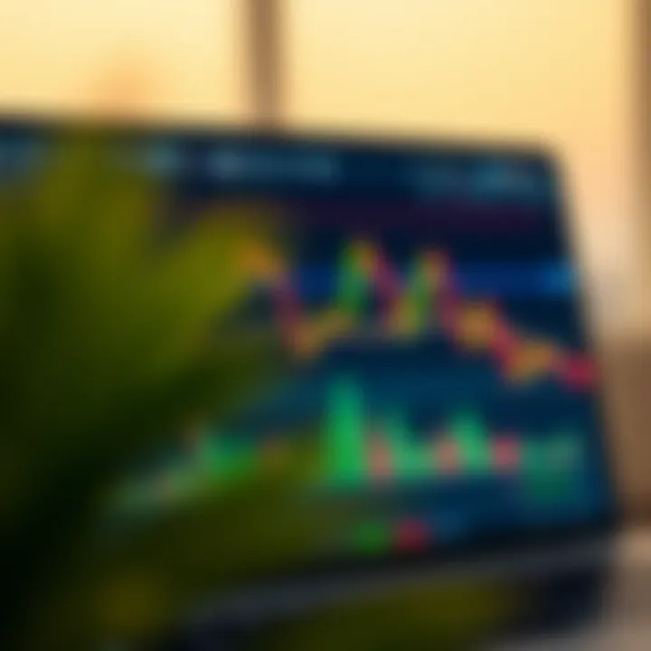 Forex trading platform displaying virtual currency charts and indicators