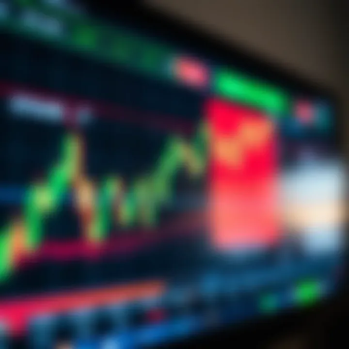 Graph showing fluctuating currency exchange rates on a digital trading platform