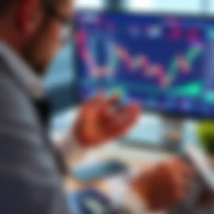 Illustration of financial advisor reviewing investment portfolio on digital screen