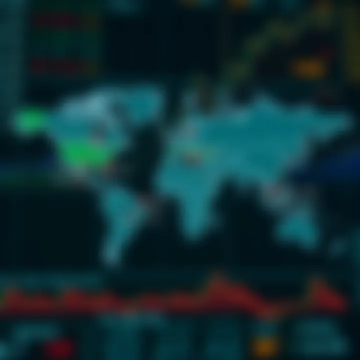 World map highlighting major forex trading centers with their respective time zones