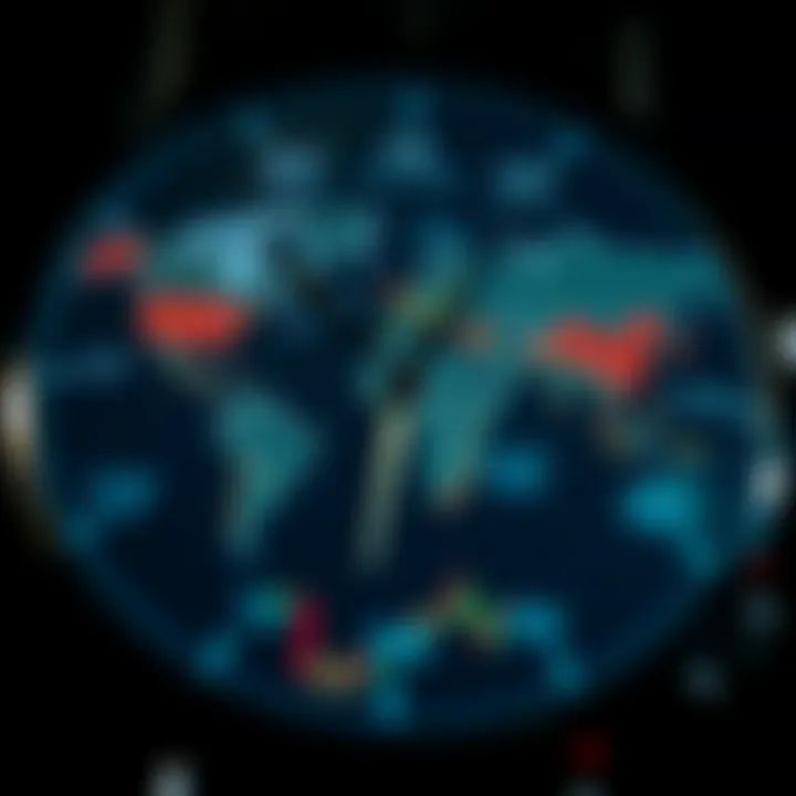 Global forex market clock showing overlapping trading sessions and active hours