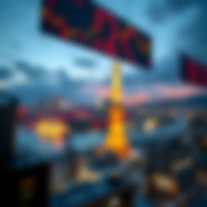 Currency exchange charts with Tokyo Bay skyline in the background