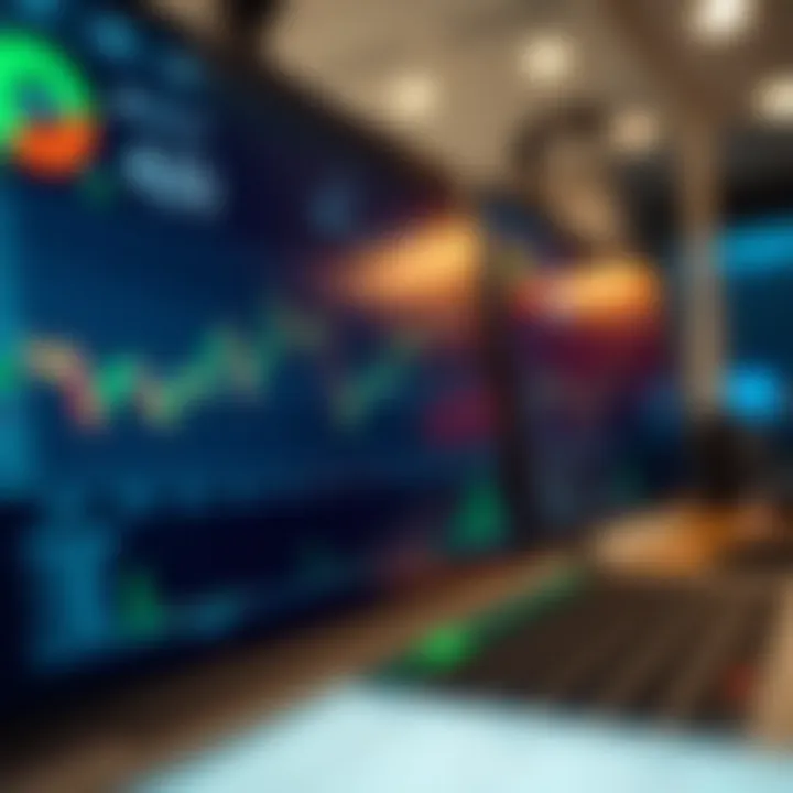 Graph showing simulated binary trading performance on a digital dashboard