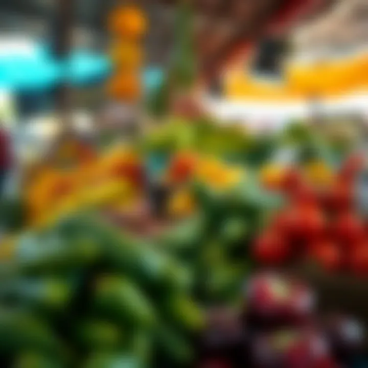 Fresh fruits and vegetables displayed in a vibrant market setting in Polokwane