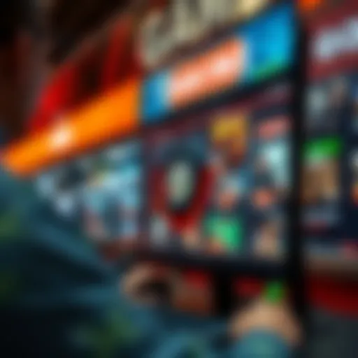 Online Game Store Shopping Experience and Availability Digital interface of an online game store showcasing product listings and flexible shopping times