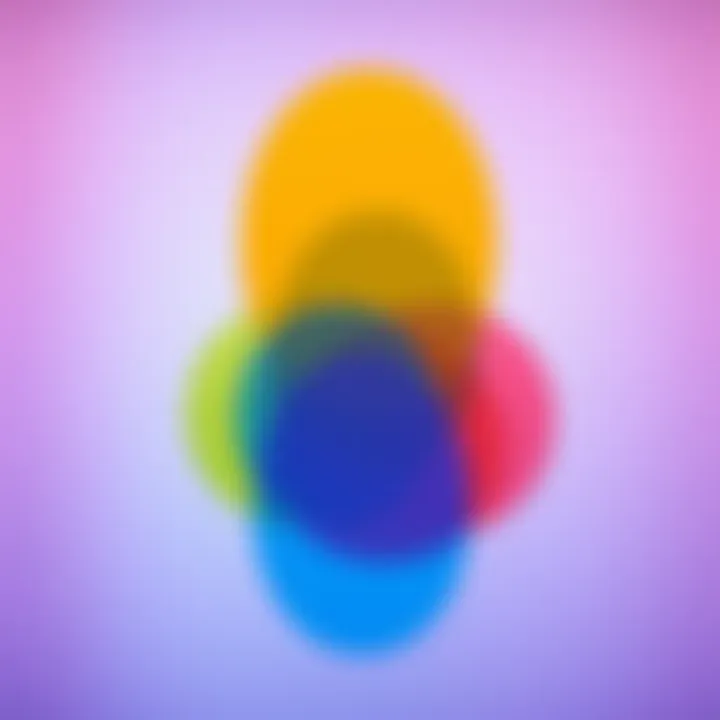 Colorful abstract representation of gender non-binary spectrum with overlapping shapes and soft gradients