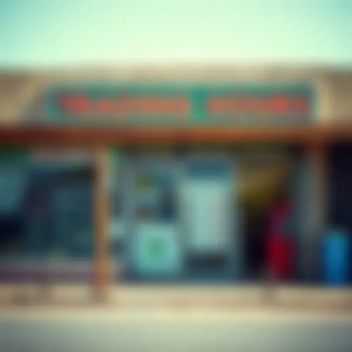 Exterior view of a typical South African general store displaying its trading hours on the entrance door