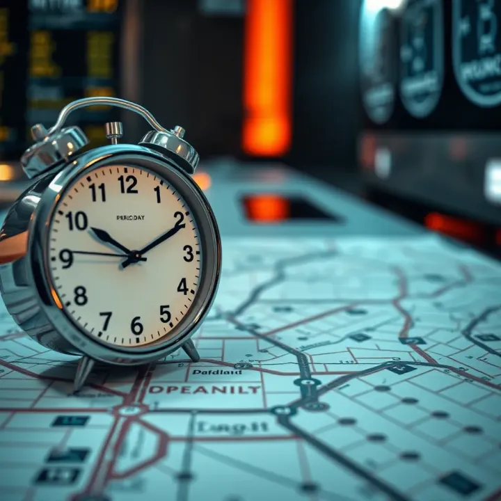 Clock displaying operating hours over a map of Century City precinct