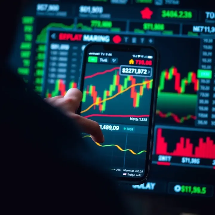 User interacting with a stock trading app interface displaying South African market data