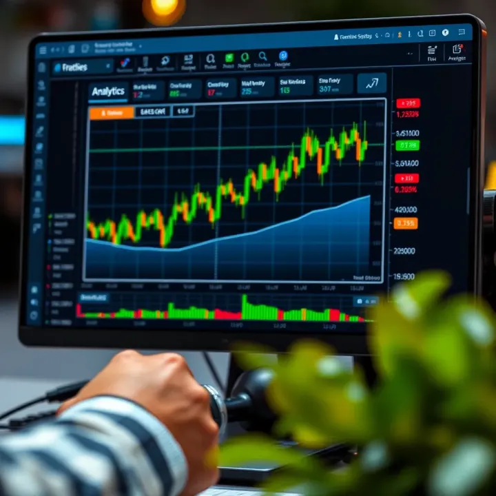Graphical interface showing key features of forex trading software with highlighted analytics tools