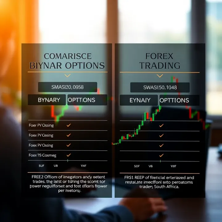 Comparison chart illustrating differences in mechanics and regulations between binary options and forex trading for South African investors