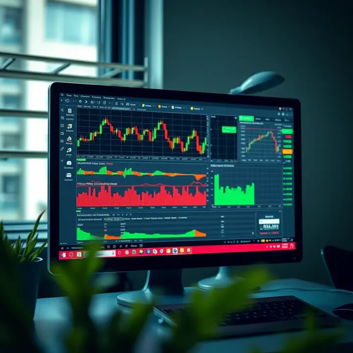 Computer screen displaying forex trading tutorial with charts and educational content