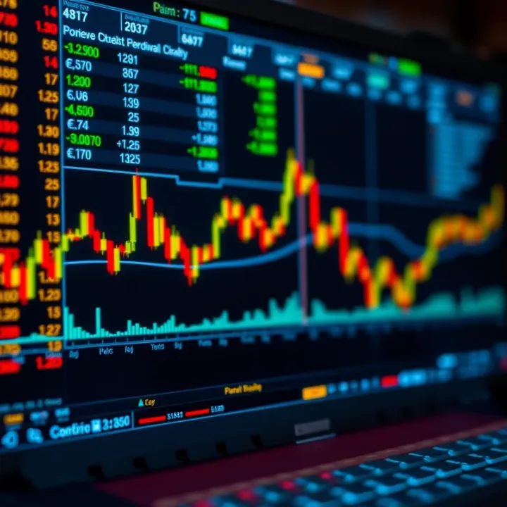 Visual representation of forex trading concepts with currency symbols and graphs