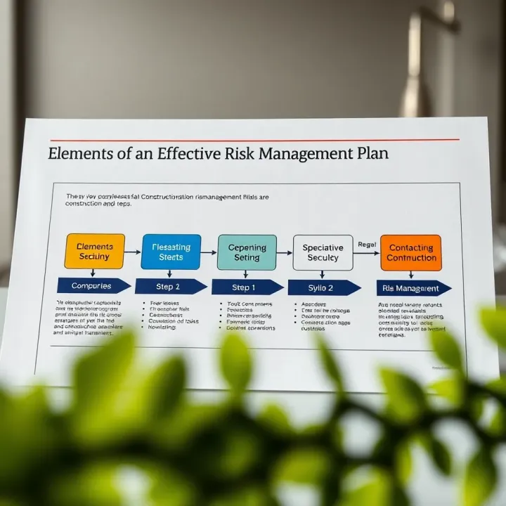 Flowchart illustrating key components of a construction risk management plan