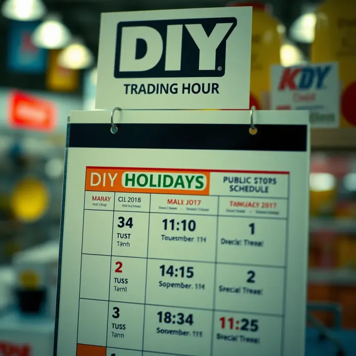 Calendar highlighting public holidays and special trading hours for DIY stores in Bloemfontein