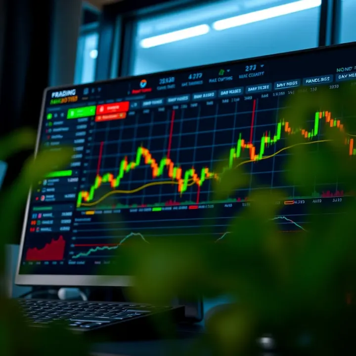 Interface of a binary option trading platform showing market charts and trading options