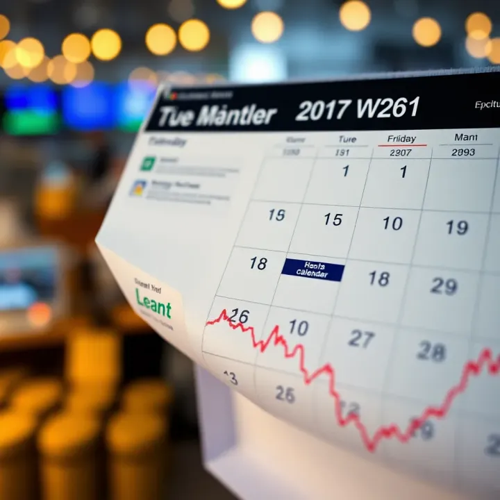 Calendar marked with important economic events for the week