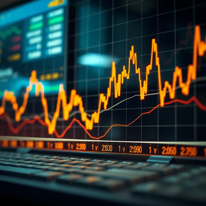 Graph showing currency fluctuations influenced by economic events