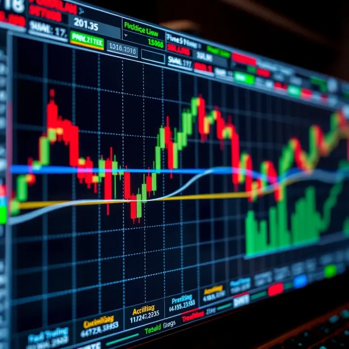 Graph showing forex currency pair trends with technical analysis indicators